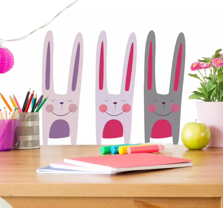 Happy Bunny Faces wall sticker - TenStickers