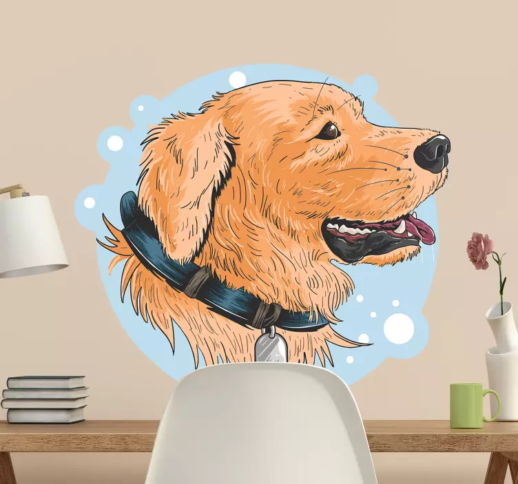 Happy Golden Retriever pet wall sticker - TenStickers