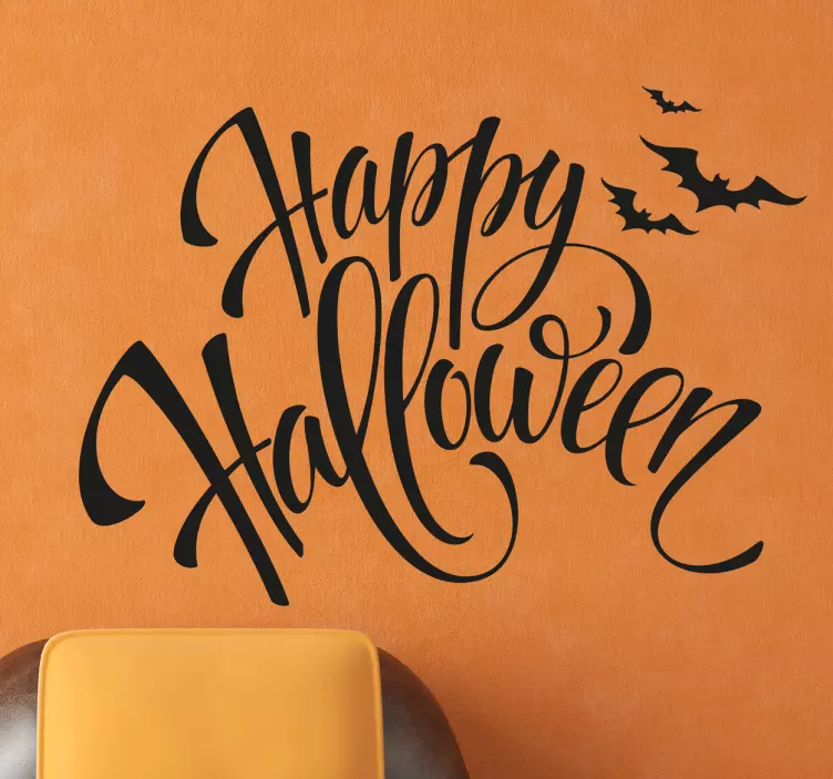 Happy Halloween Text Wall Sticker - TenStickers
