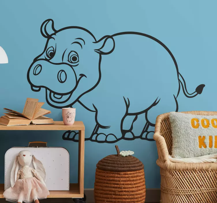 Happy Hippo Character wall sticker - TenStickers