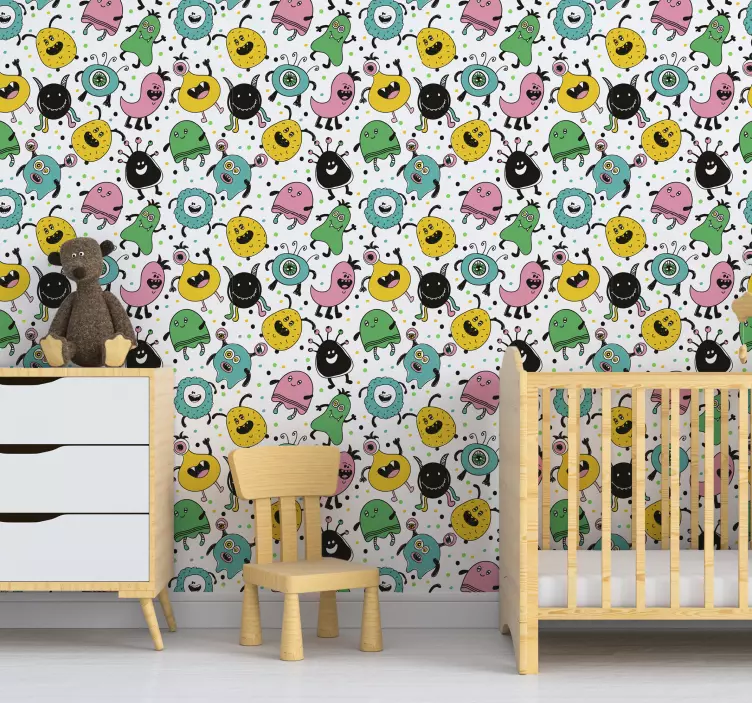 Happy monsters kid's bedroom Wallpaper - TenStickers