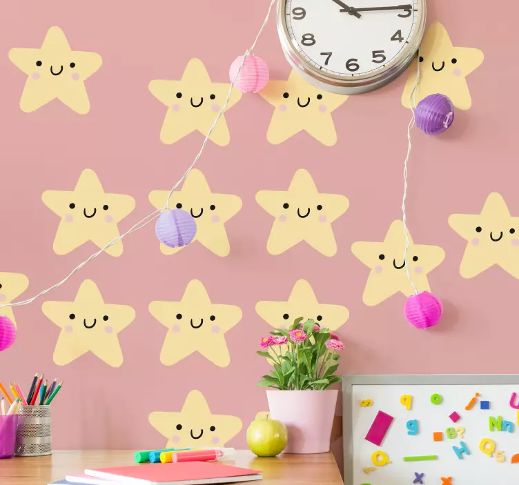 Happy Star Faces wall stickers for kids - TenStickers