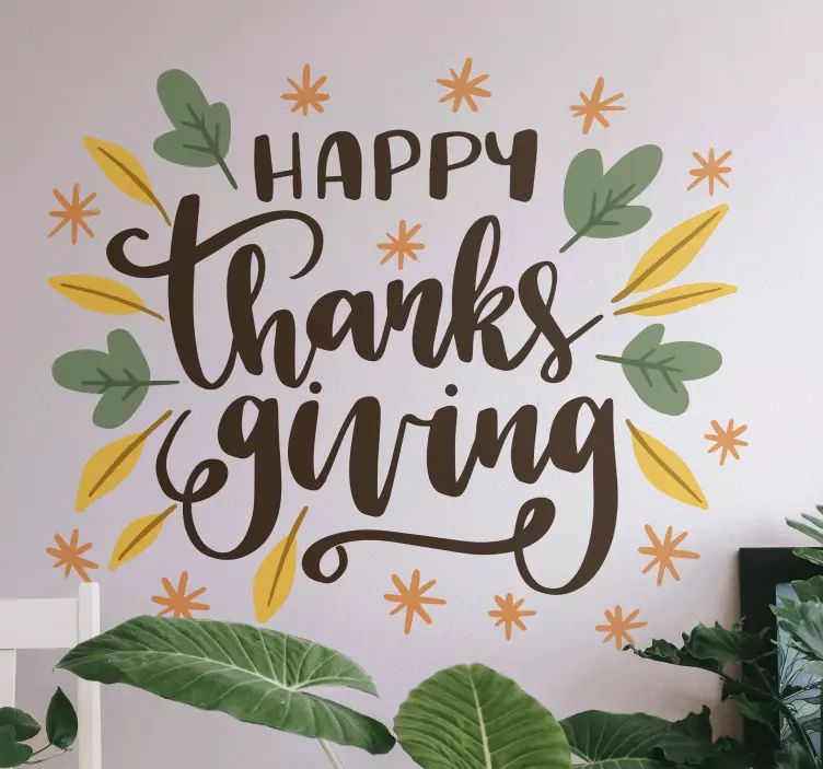 Happy thanks giving themed logo wall sticker - TenStickers