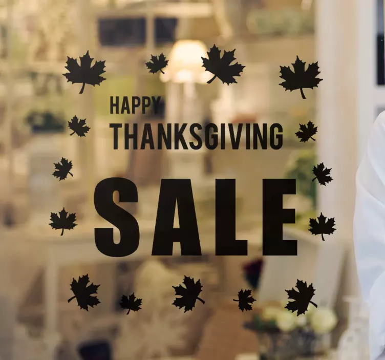 Happy thanksgiving sale multiple leaves decal - TenStickers