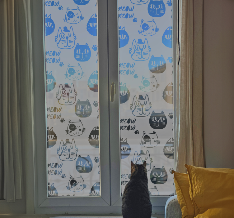 Head of cats window decal - TenStickers