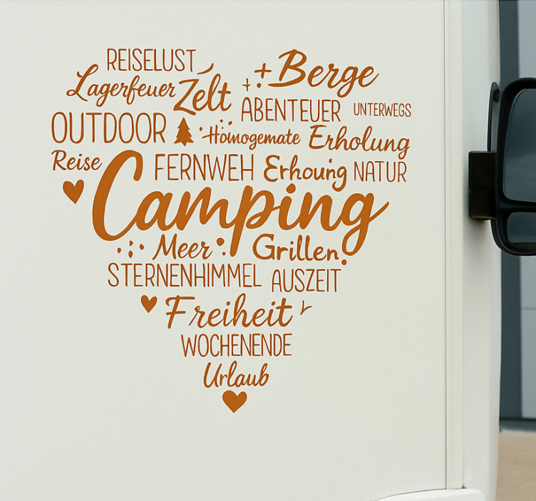 Heart Camping Word Bomb  camper decal - TenStickers