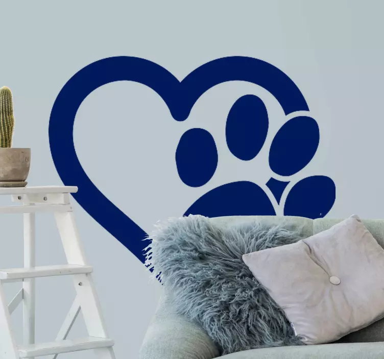 Heart Paw Print wall sticker - TenStickers