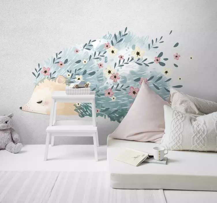 Hedgehog Among Blossoms pet wall sticker - TenStickers