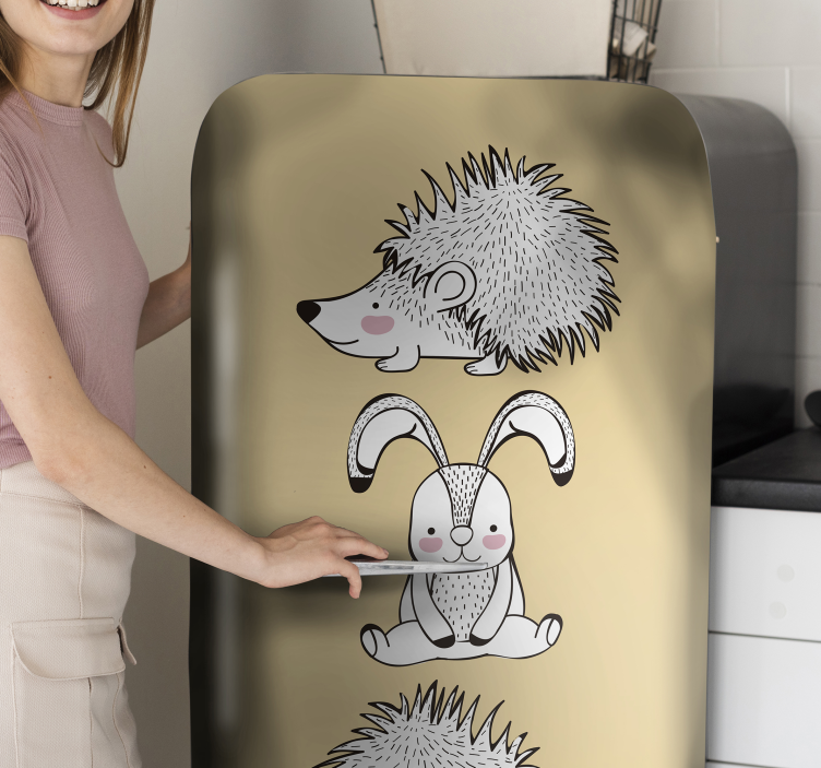 Hedgehog Bunny Illustration fridge sticker - TenStickers