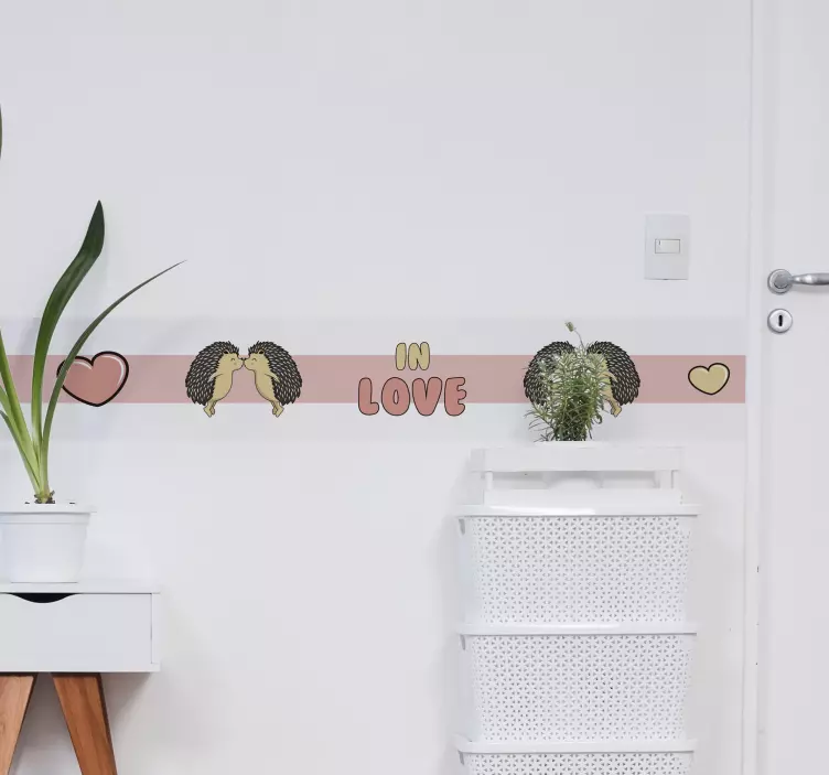 Hedgehog Couple Kissing wall border sticker - TenStickers