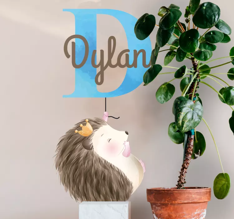 Hedgehog Personalized Name wall stickers for kids - TenStickers