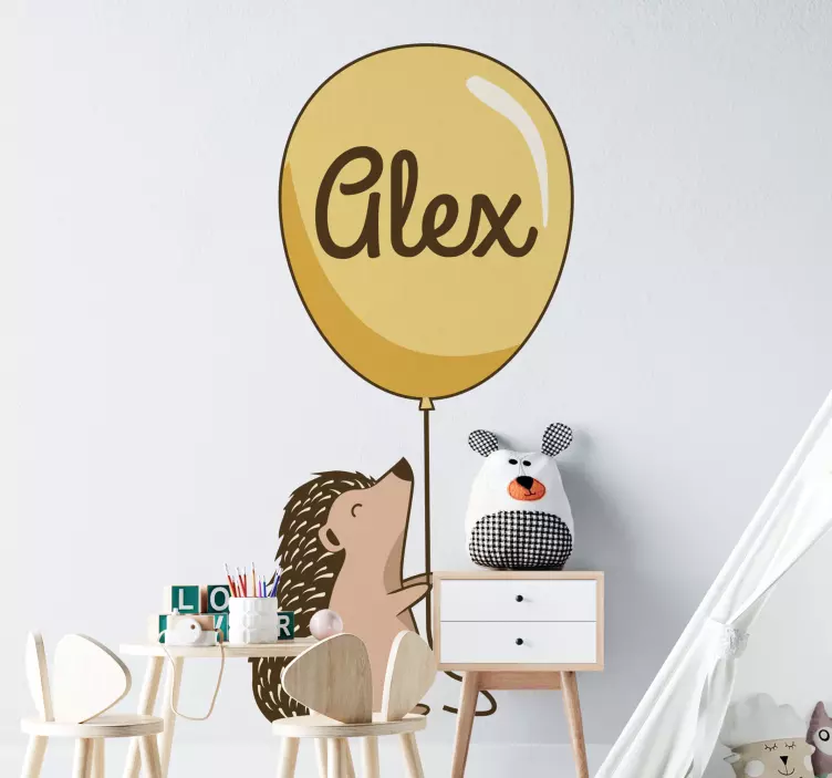 Hedgehog With Balloon wall stickers for kids - TenStickers