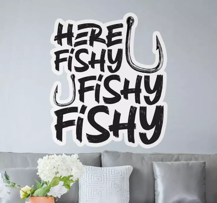 Here fishy fishy wall vinyl sticker - TenStickers