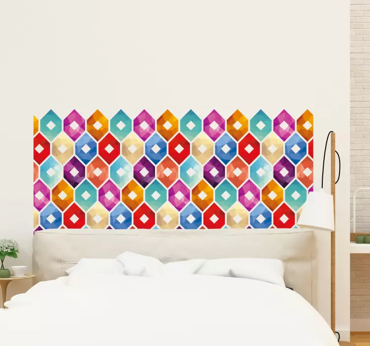 Hexagonal tiles headboard sticker - TenStickers