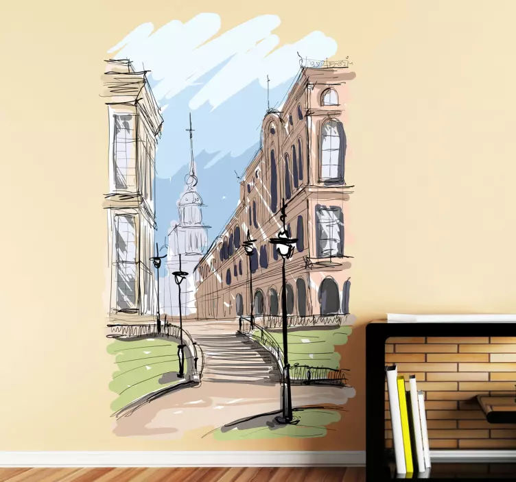 Historic Cityscape Scene location wall sticker - TenStickers