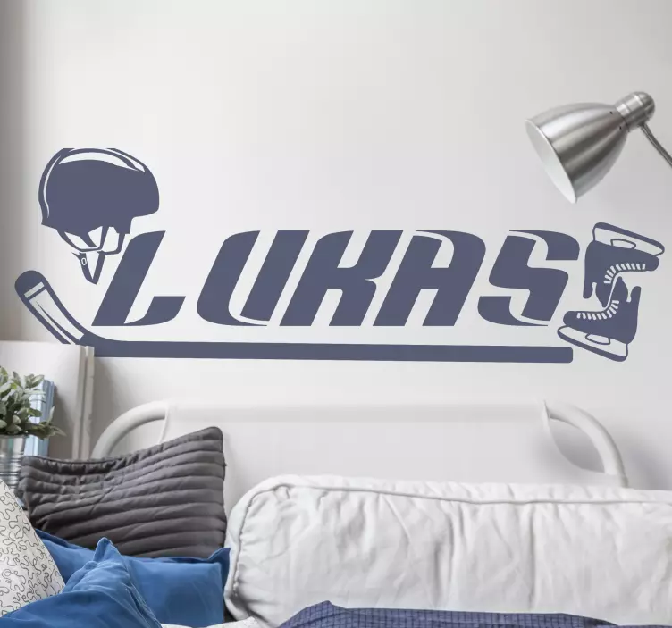 Hockey Personalized Name sports wall decal - TenStickers