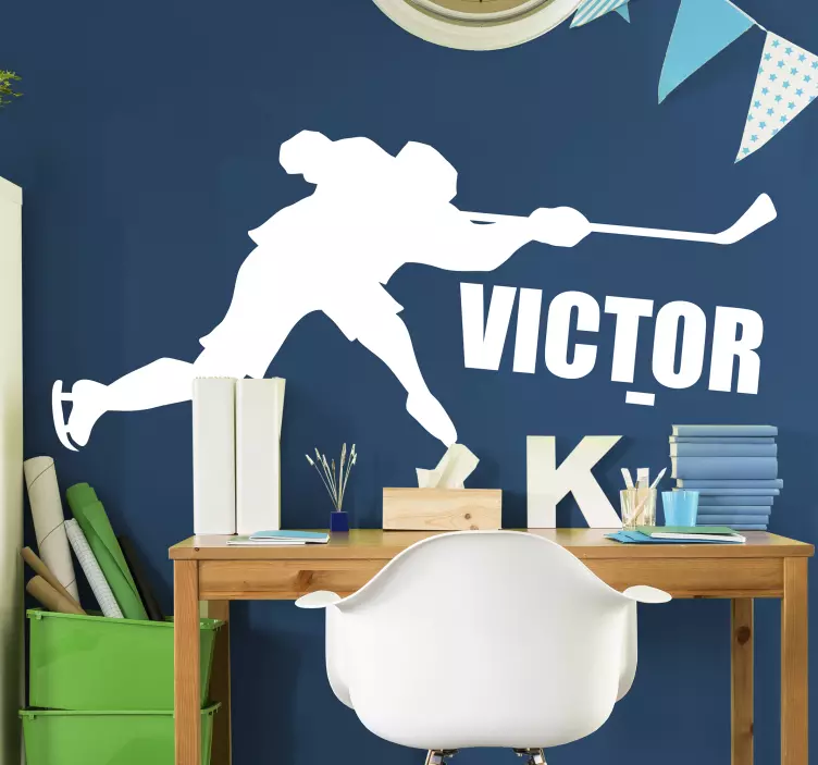 Hockey Player Silhouette soccer wall decal - TenStickers