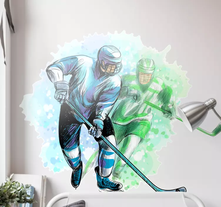 Hockey Players Movement soccer wall decal - TenStickers