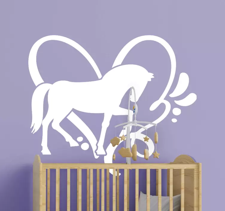 Horse and one heart farm animal wall sticker - TenStickers