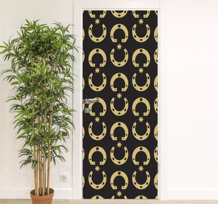 amazing horseshoe and stars door sticker - TenStickers