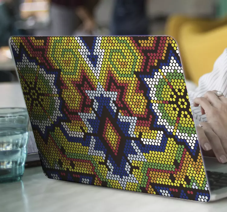 Huichol peyote art laptop sticker - TenStickers