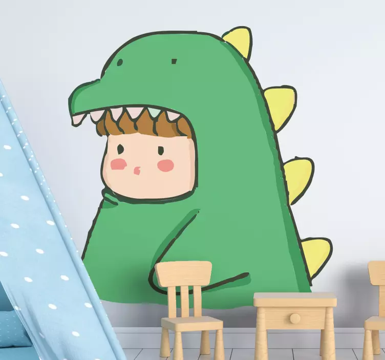 Human in dinosaur costume cute dinosaur sticker - TenStickers