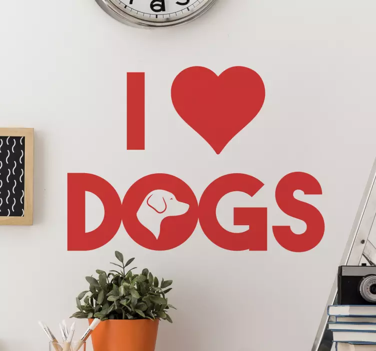 I Love Dogs Cute Wall Sticker - TenStickers