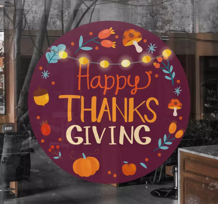 Illuminated thanks giving window sticker - TenStickers