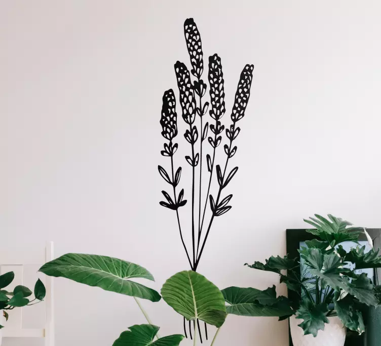 Dried flowers minimalist door sticker - TenStickers