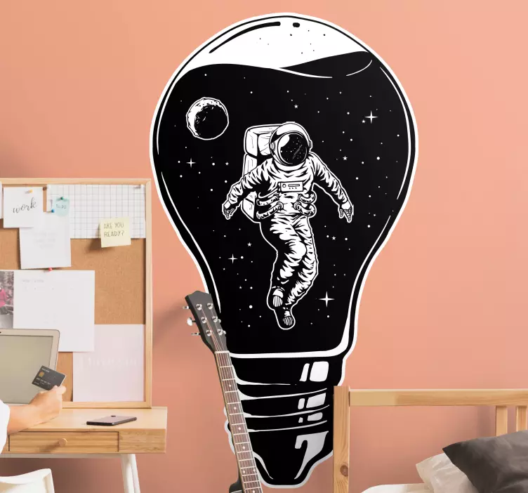 Illustration of an astronaut in a bulb sticker - TenStickers