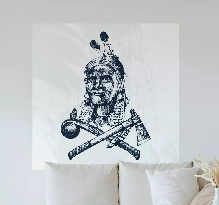 Indigenous Warrior Portrait location wall sticker - TenStickers