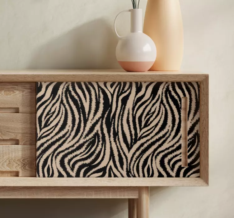 Black and beige zebra pattern furniture sticker - TenStickers