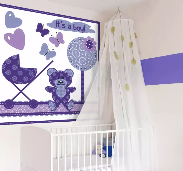 It's a Boy Purple Sticker - TenStickers