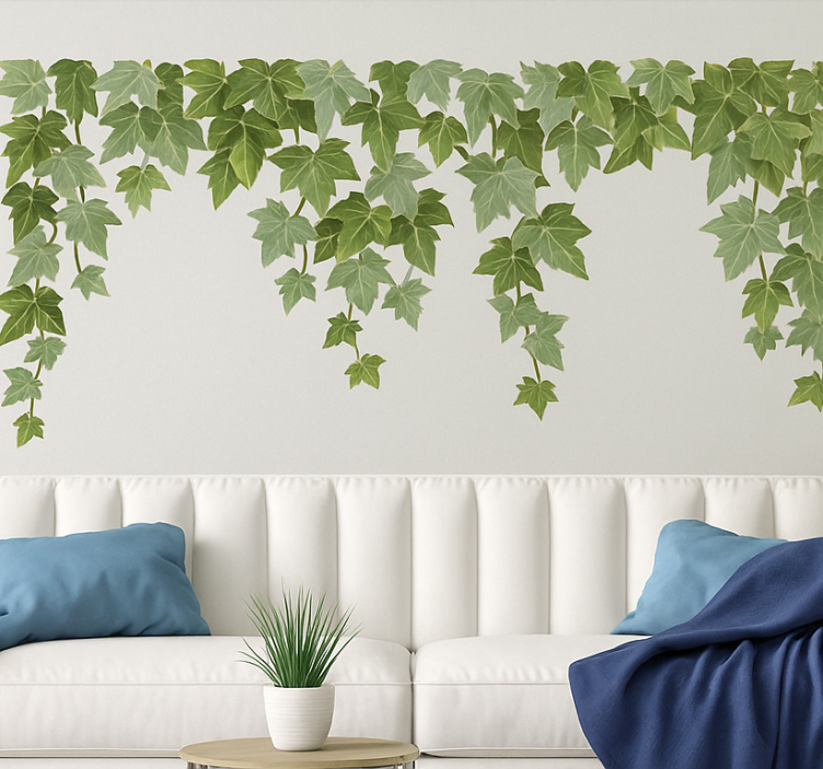 ivy plant dropping from ceiling wall decal for living room - TenStickers