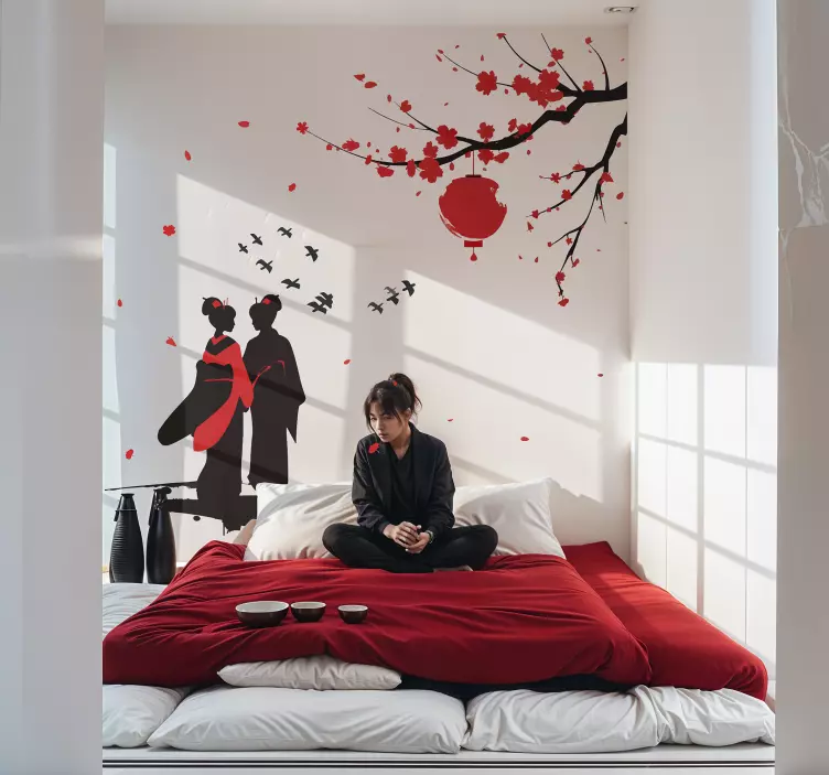 Japanese geishas bedroom wall decal - TenStickers