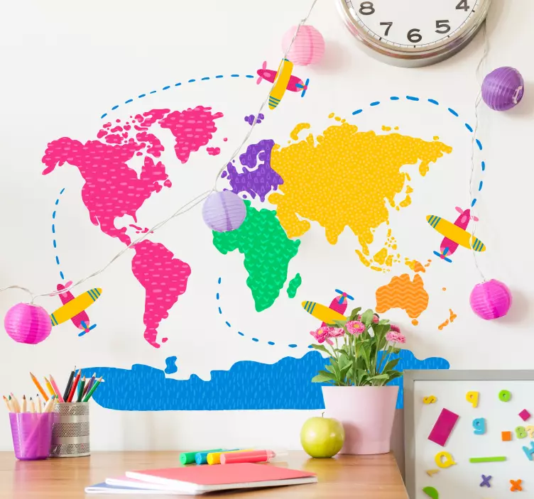 Journey Map World Map Sticker - TenStickers