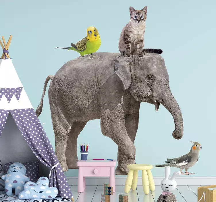 Whimsical Animal Trio animal wall decal - TenStickers