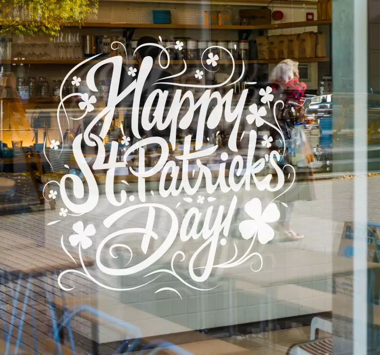 Joyful St. Patrick's Day window decal for business - TenStickers
