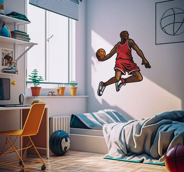 Jumping basketball player sticker - TenStickers