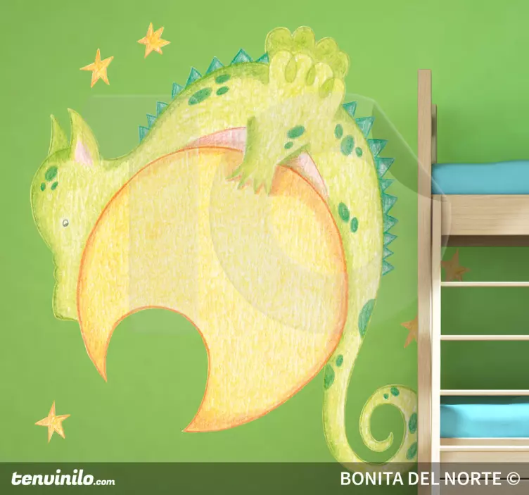 Kids Moon Dragon Wall Sticker - TenStickers