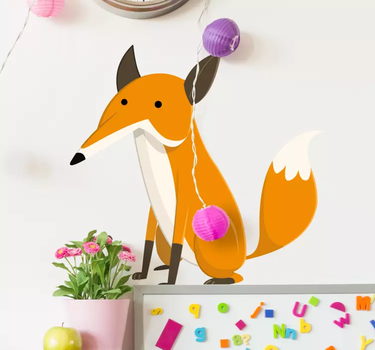Kids Sitting Fox Wall Sticker - TenStickers