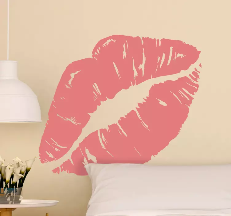 Kiss lips wall sticker for bedroom - TenStickers