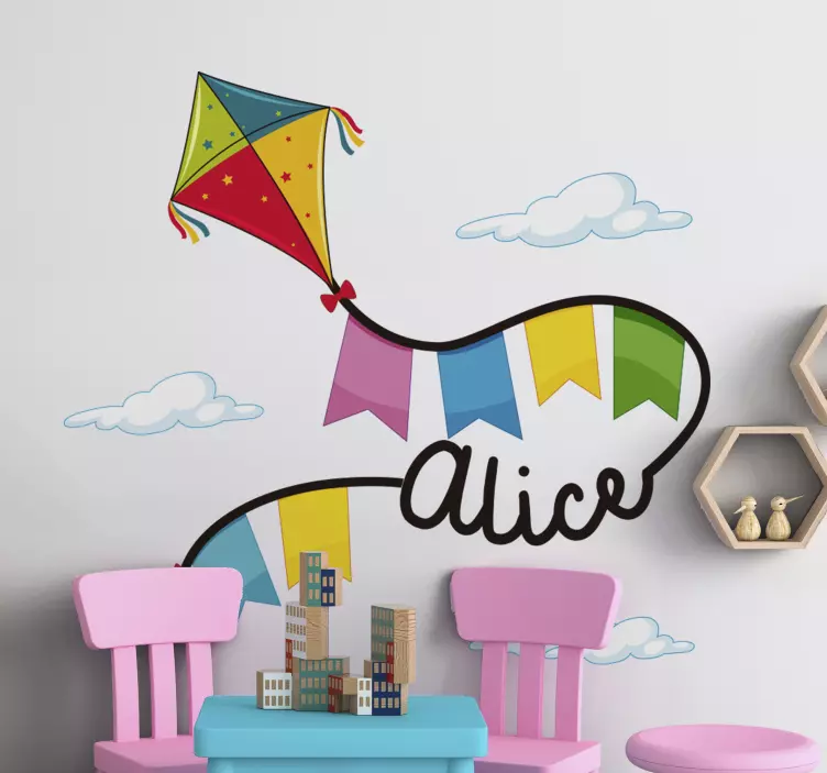 Kite Banners and Name wall stickers for kids - TenStickers
