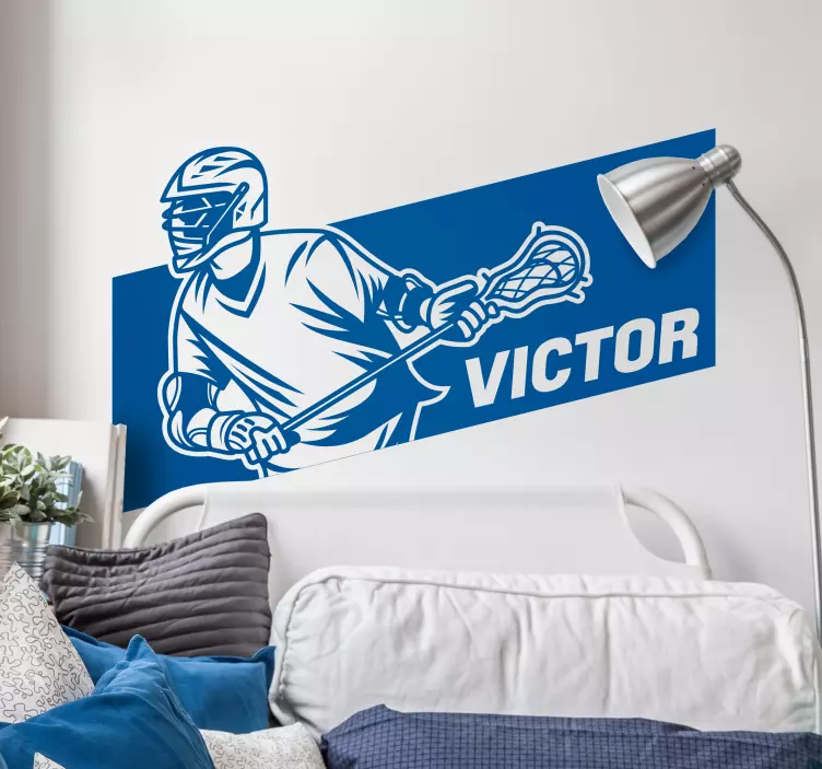Lacrosse with Name Customisable Sticker - TenStickers
