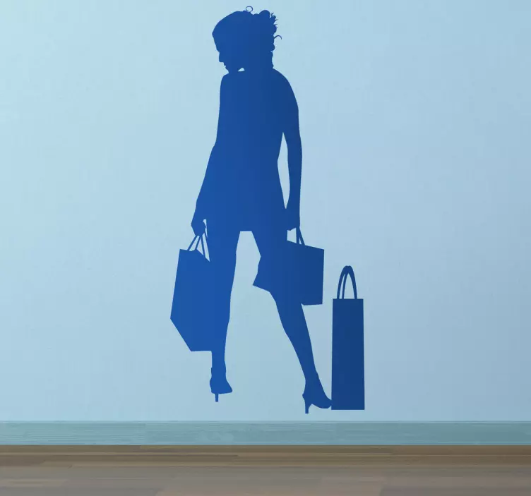 Lady Shopper Silhouette Sticker - TenStickers