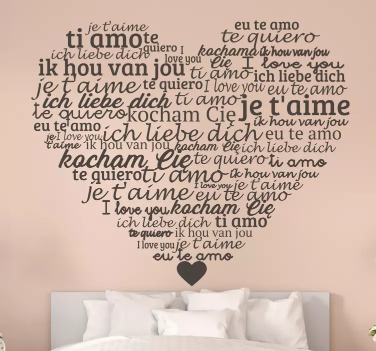 Languages in the heart love sticker - TenStickers