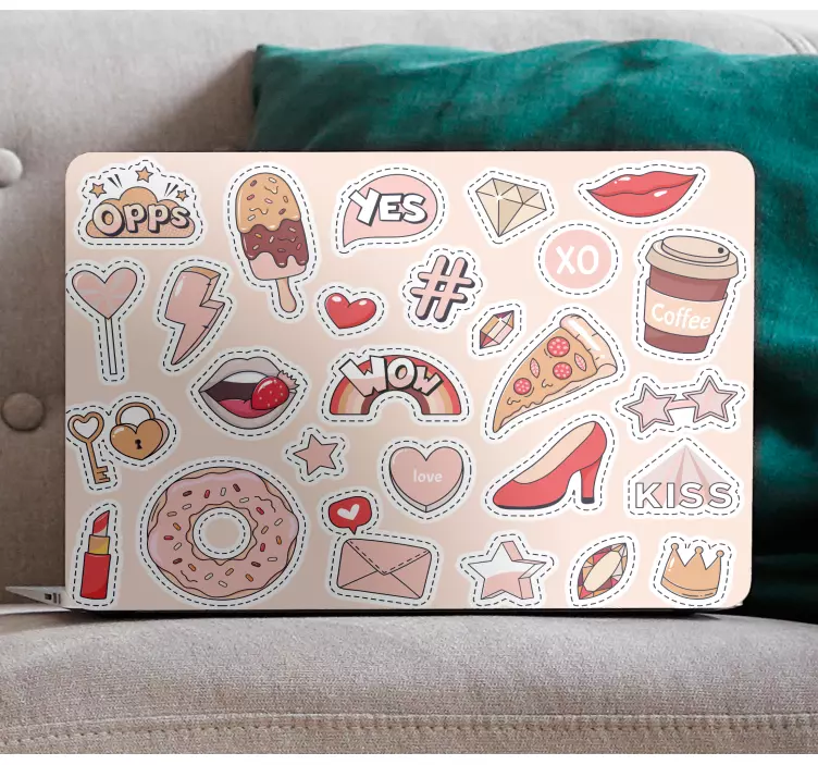 Laptop skin featuring fun pop culture icons - TenStickers