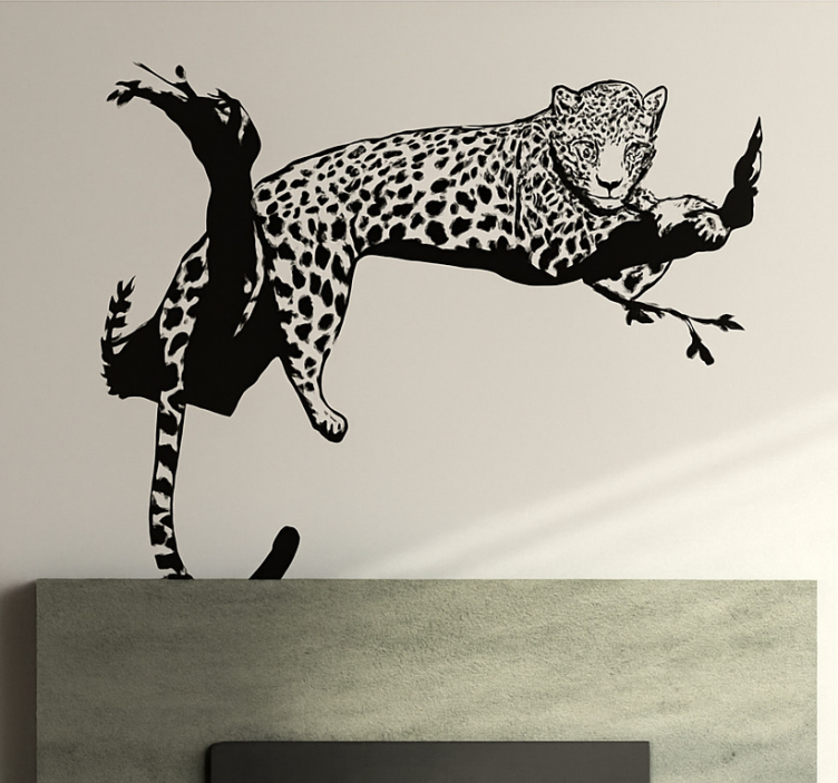 Leopard on tree wall decal for living room - TenStickers