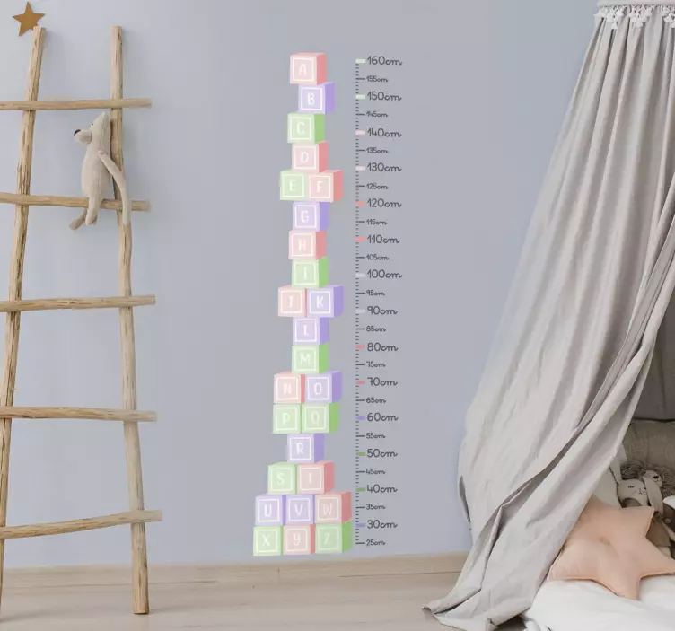 Letter cubes height chart wall sticker - TenStickers