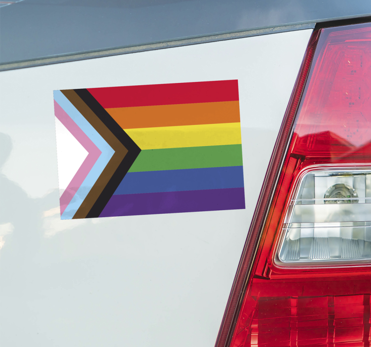 LGBTQ Progress flag car decal - TenStickers